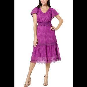 Lacey Chabert Knit Lace Tiered Dress Berry - Regular